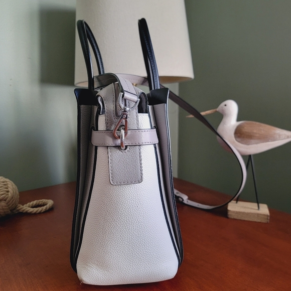 Michael Kors Mercer Large Colorblock Belted Satchel in Black White & Gray - Picture 5 of 15